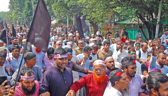 ​‘সি আর আবরার, আর নেই দরকার’ স্লোগানে শিক্ষকদের পতাকা মিছিল