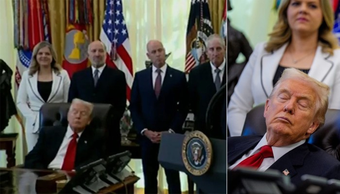 ​​ওভাল অফিসে ট্রাম্পের ঘুমিয়ে পড়ার ছবি ভাইরাল