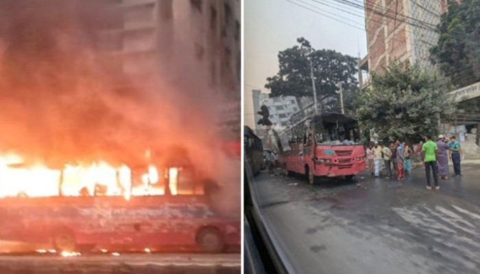 ​রাজধানীতে দুই বাসে আগুন