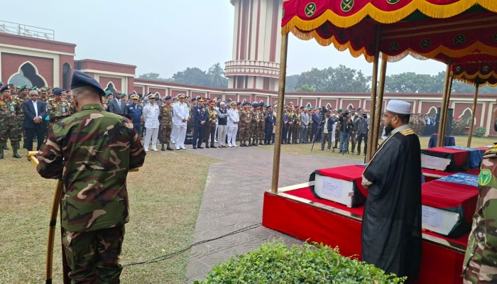 ​সুদানে নিহত ৬ শান্তিরক্ষীর জানাজা সম্পন্ন