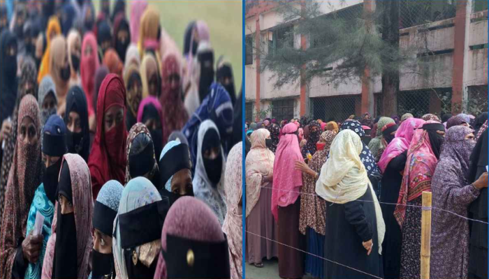 ভোটকেন্দ্রে নারীদের উপচে পড়া ভিড়