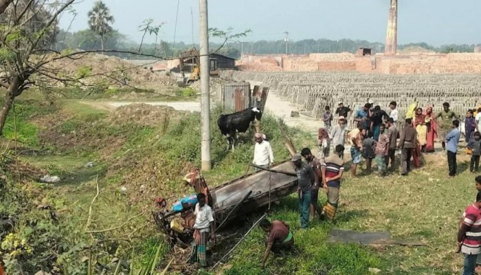 ​গরুবোঝাই ভ্যান খাদে পড়ে নিহত ২