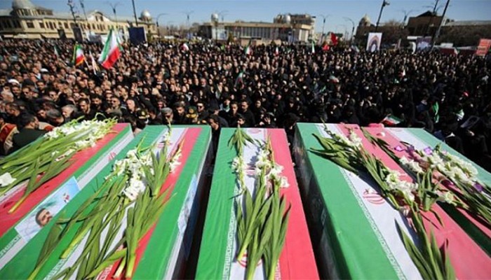 ​তেহরানে লারিজানি ও বাসিজ প্রধানের জানাজায় জনতার ঢল