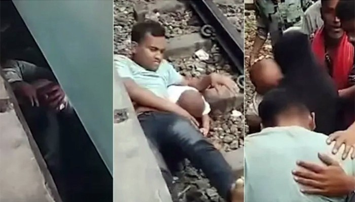 সন্তানকে বাঁচাতে ট্রেনের নিচে ঝাঁপ, ভাইরাল বাংলাদেশি ভিডিও