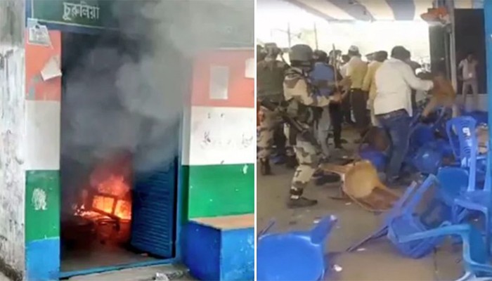​পশ্চিমবঙ্গের বিভিন্ন স্থানে সংঘর্ষ, তৃণমূলের দলীয় কার্যালয়ে আগুন