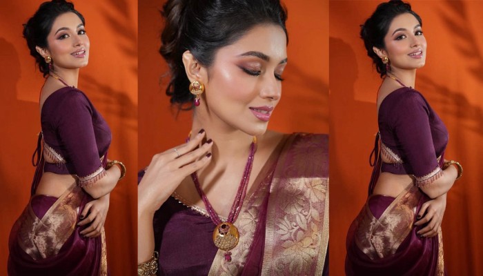 এক টুকরো শাড়িতেই ঝড় তুললেন তাসনিয়া ফারিণ