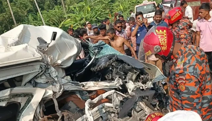 স্বামীর লাশ নিয়ে ফেরার পথে সড়কে প্রাণ গেল স্ত্রীর