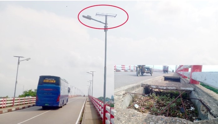 আন্ধারমানিক সেতুর ফুটপাতের স্লাব বিধ্বস্ত