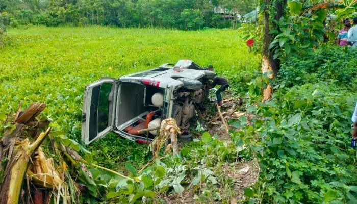 রোগী নিয়ে খাদে পড়ল অ্যাম্বুলেন্স