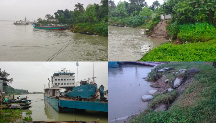 পদ্মার ভাঙনে হুমকির মুখে দৌলতদিয়া ফেরি ও লঞ্চ ঘাট