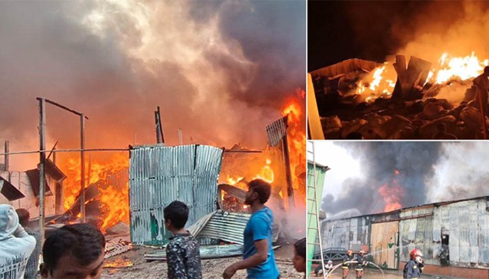 ​সাতসকালে গাজীপুরে ১২ ঝুটের গোডাউনে আগুন