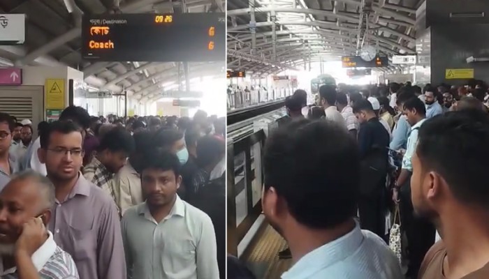 যান্ত্রিক ত্রুটিতে মেট্রোরেল চলাচলে বিঘ্ন, প্ল্যাটফর্মে উপচে পড়া ভিড়